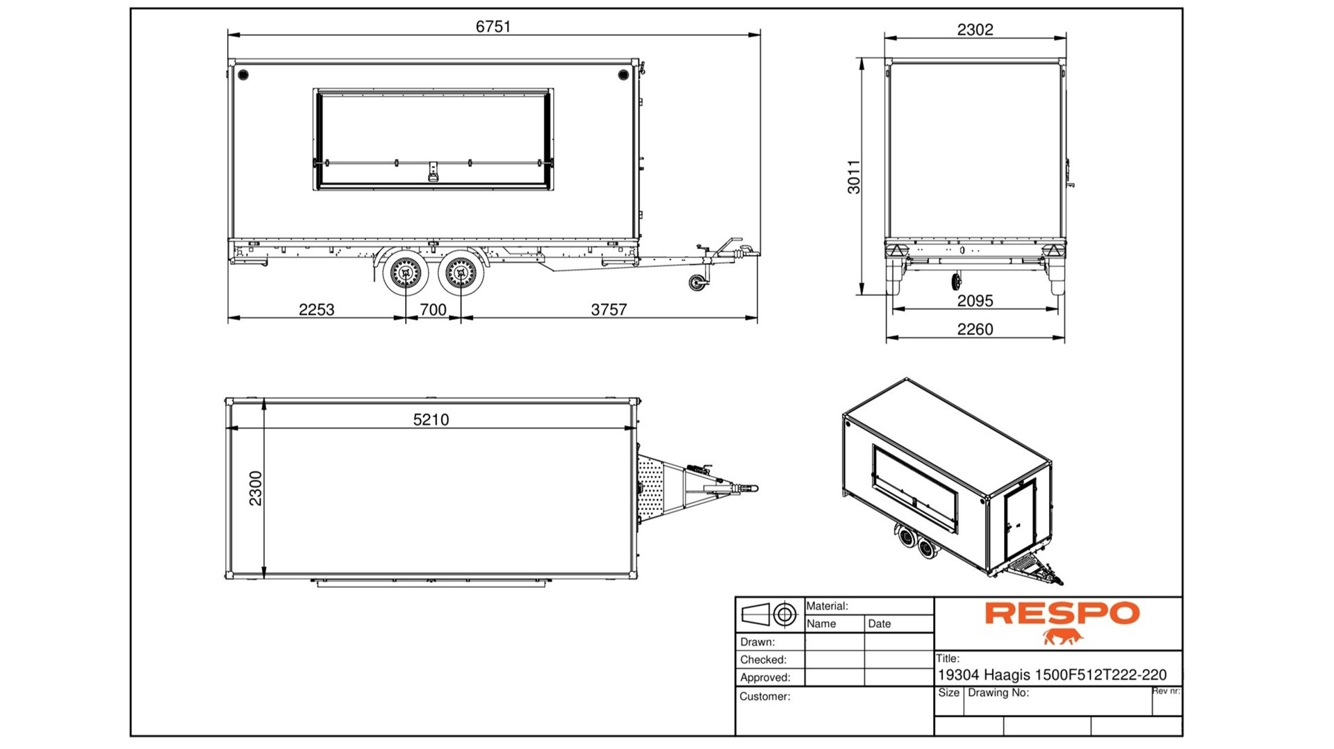 1500F512T222 Salgsvogn