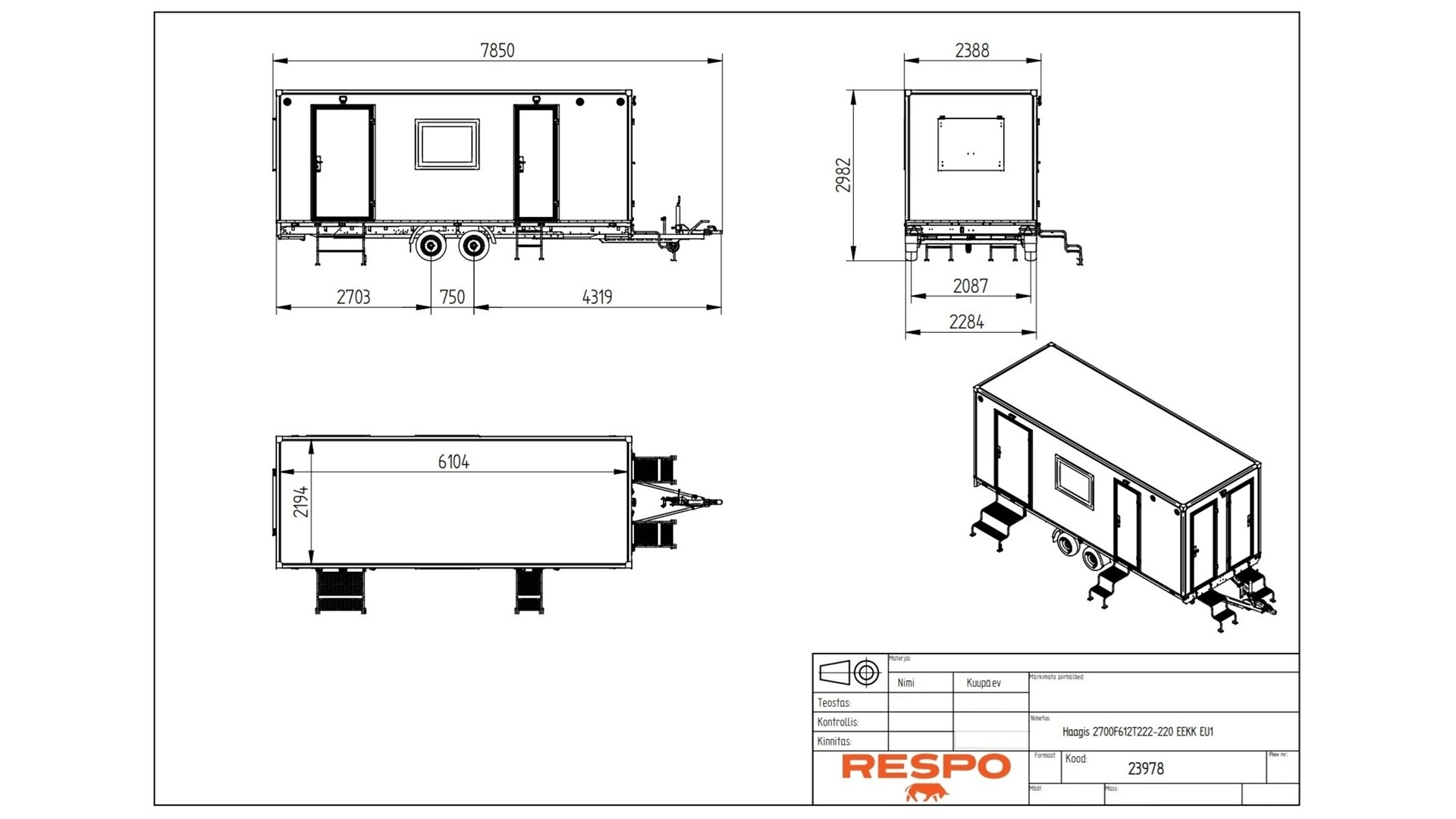 2700F612T222 To arbeidsrom